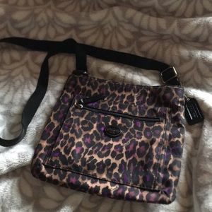 Coach purple leopard satchel